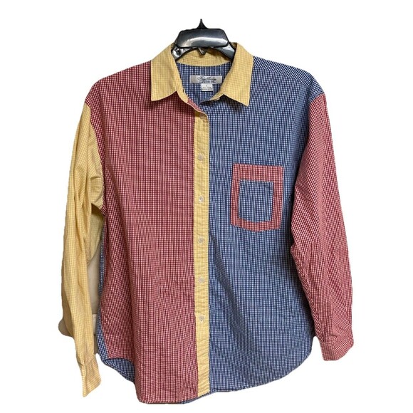 VTG Men's Brooks Brothers Long Sleeve Shirt Gingham Colorblock Size Large - Picture 1 of 6